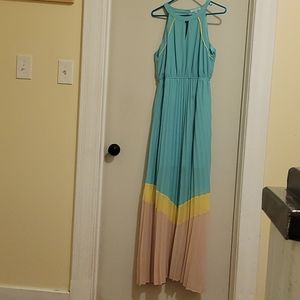 Grecian pleated maxi dress